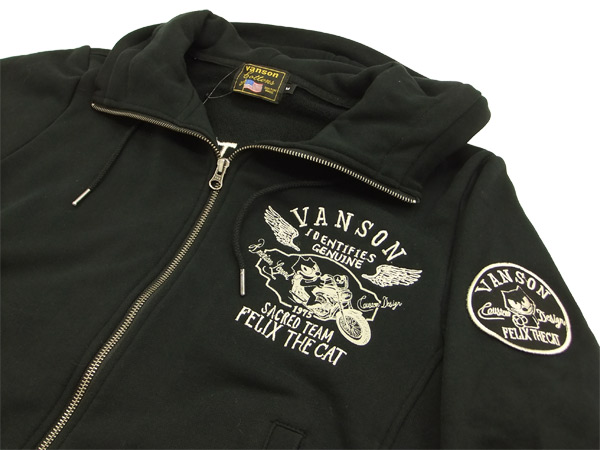 バンソン フィリックス・ザ・キャット パーカー FXV-418 vanson FELIX THE CAT メンズPK ブラック 新品: VANSON  バンソン